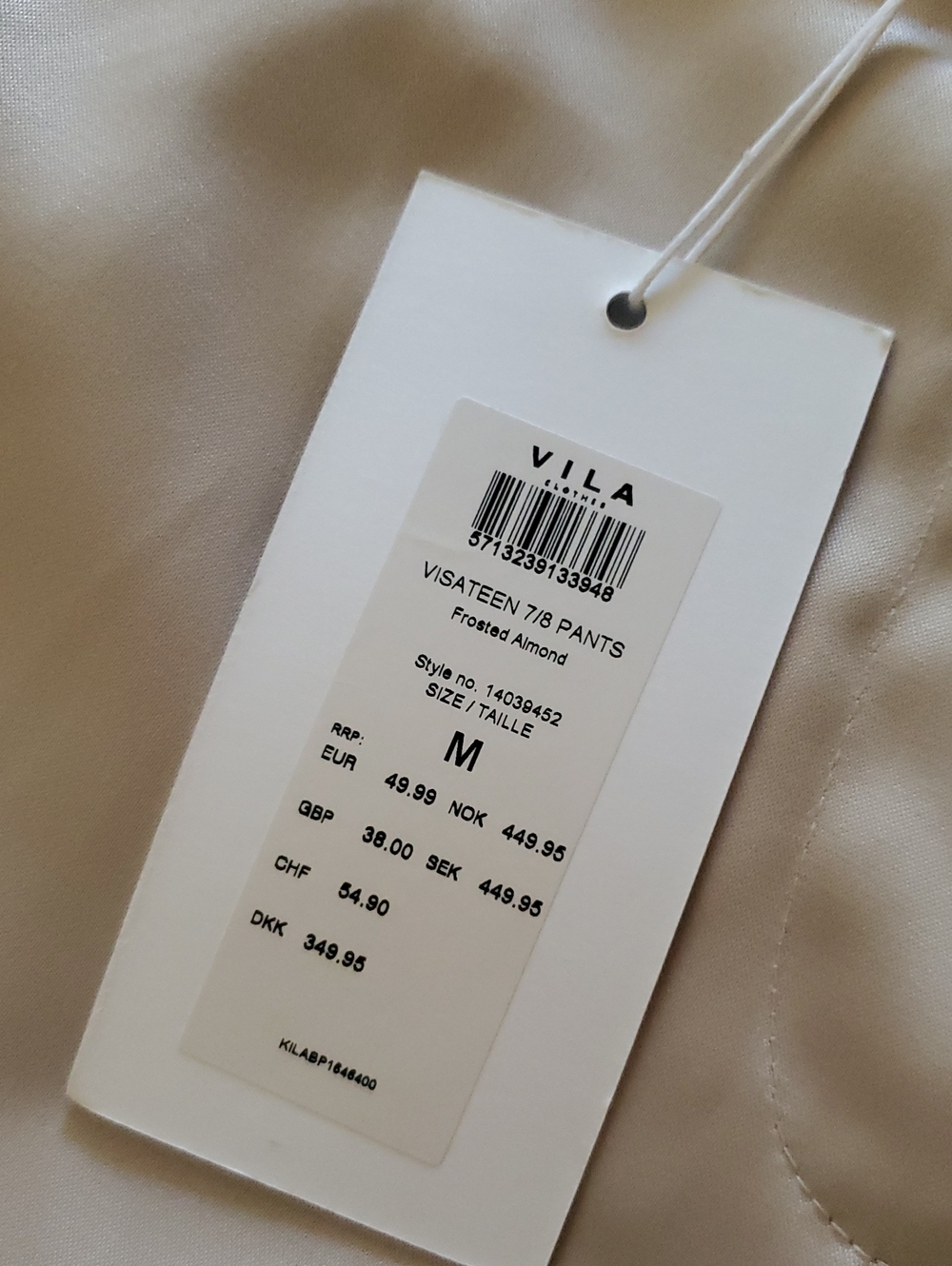 NWT VILA Womens Tailored Dress Pants in Light Beige "Frosted Almond" Size 7/8 - Picture 4 of 9